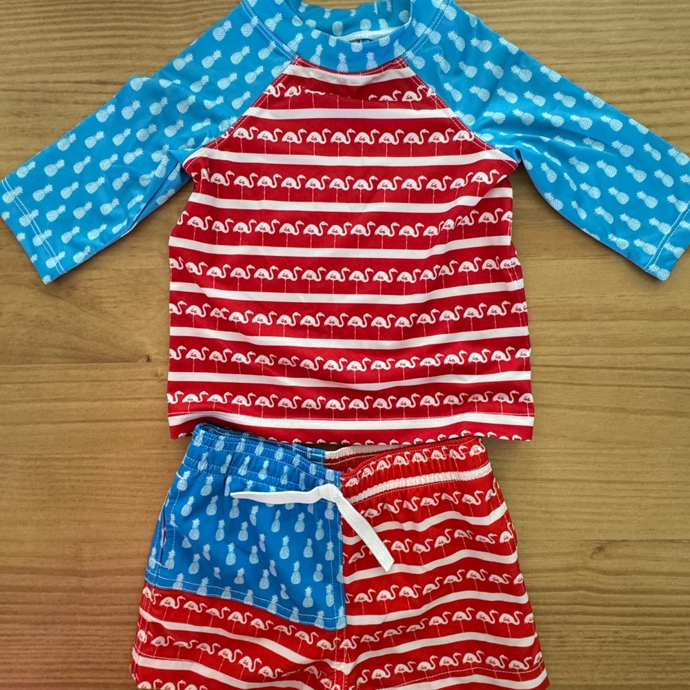 Chubbies Kids Red and Blue Rashguard Set